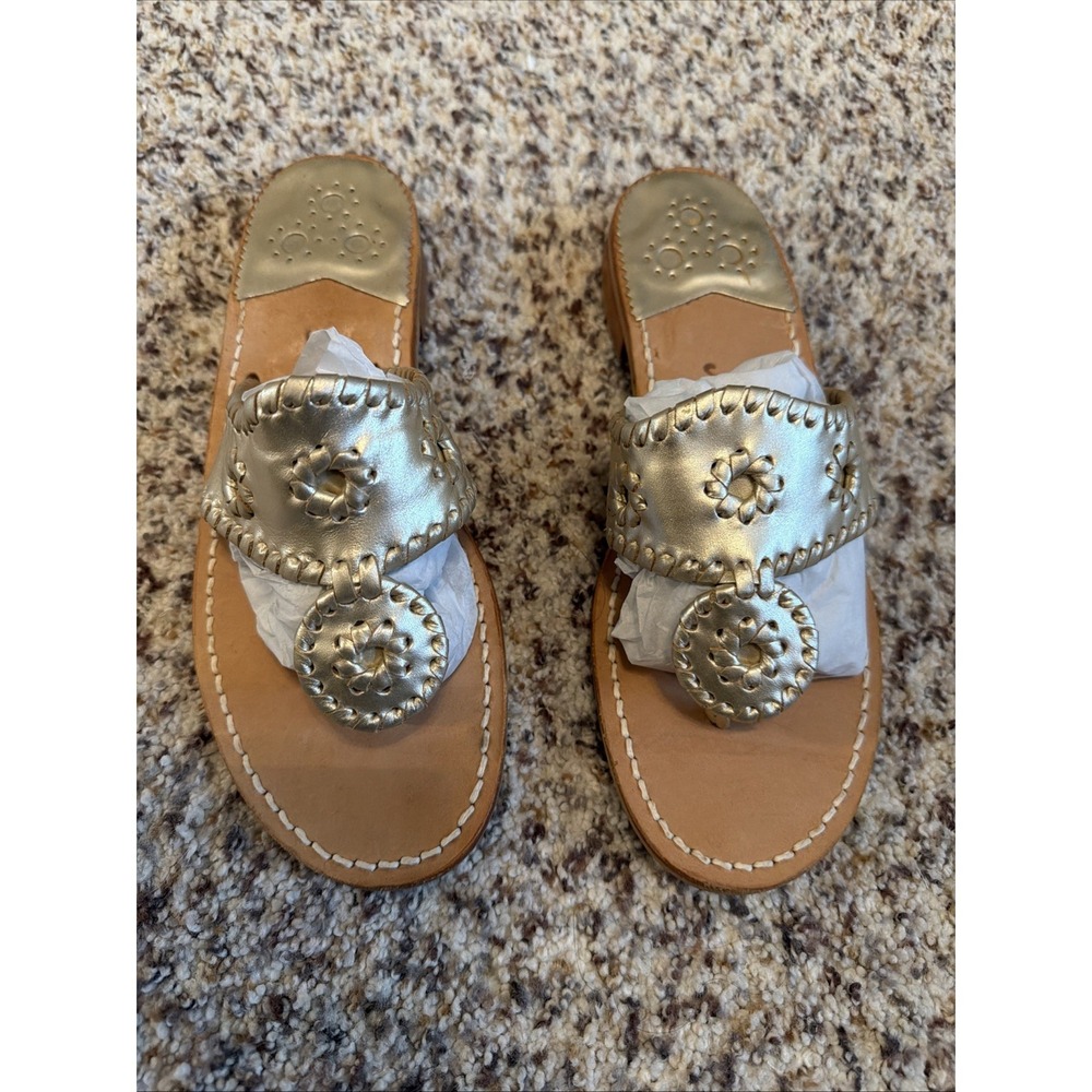 New Jack Rogers Original Jacks Metallic Sandal, Color GOLD/GOLD, Full Size 7